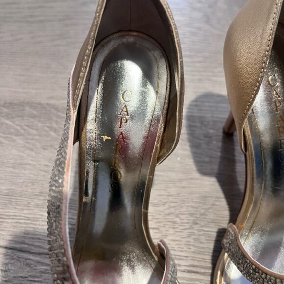NWOT Caparros Visae Gold Diamond Wrap Heels - Picture 4 of 6